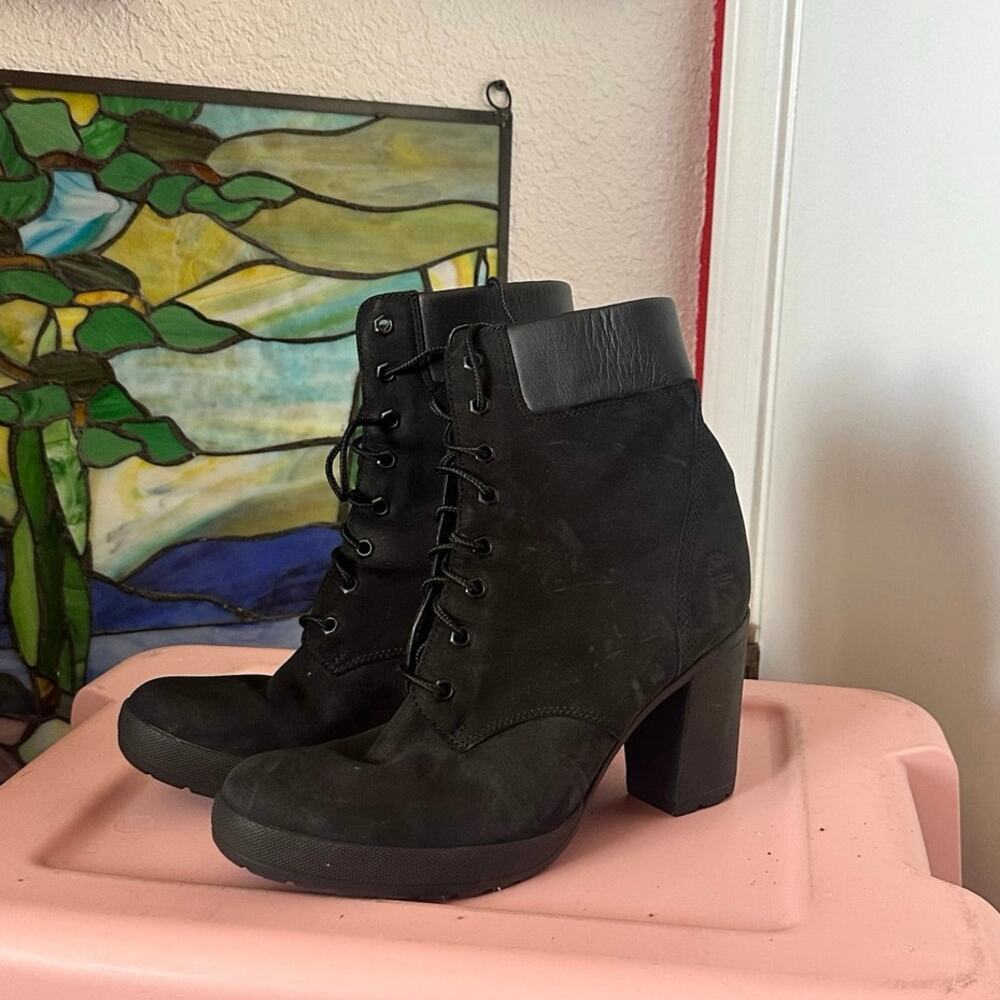timberland black platform boots heels shoes